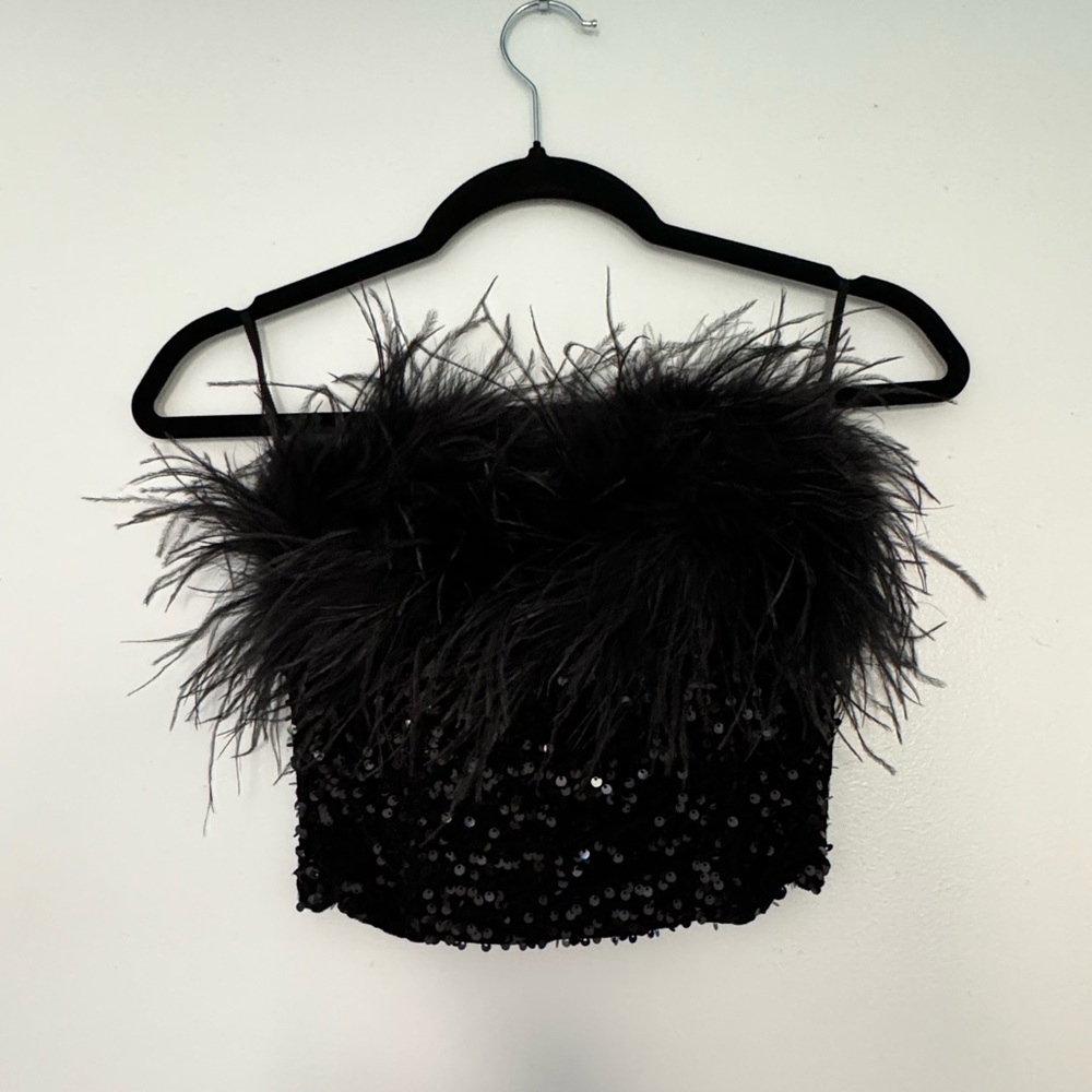 Black strapless sequin corset top